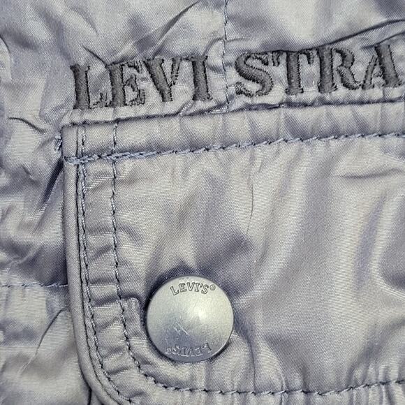 LEVIS Reversible Snap Vest Small 20x27 Blue Plaid Baggy - Picture 12 of 16